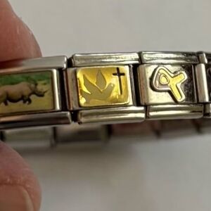 Vintage Y2k Collectable Silver Bracelet with Gold Charms